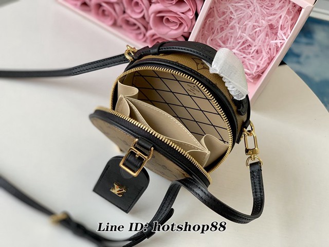 路易威登LV女包 LV圓餅包 M68276 Mini Boite Chapeau手袋 LV黃花單肩斜挎女包 xxlv1320